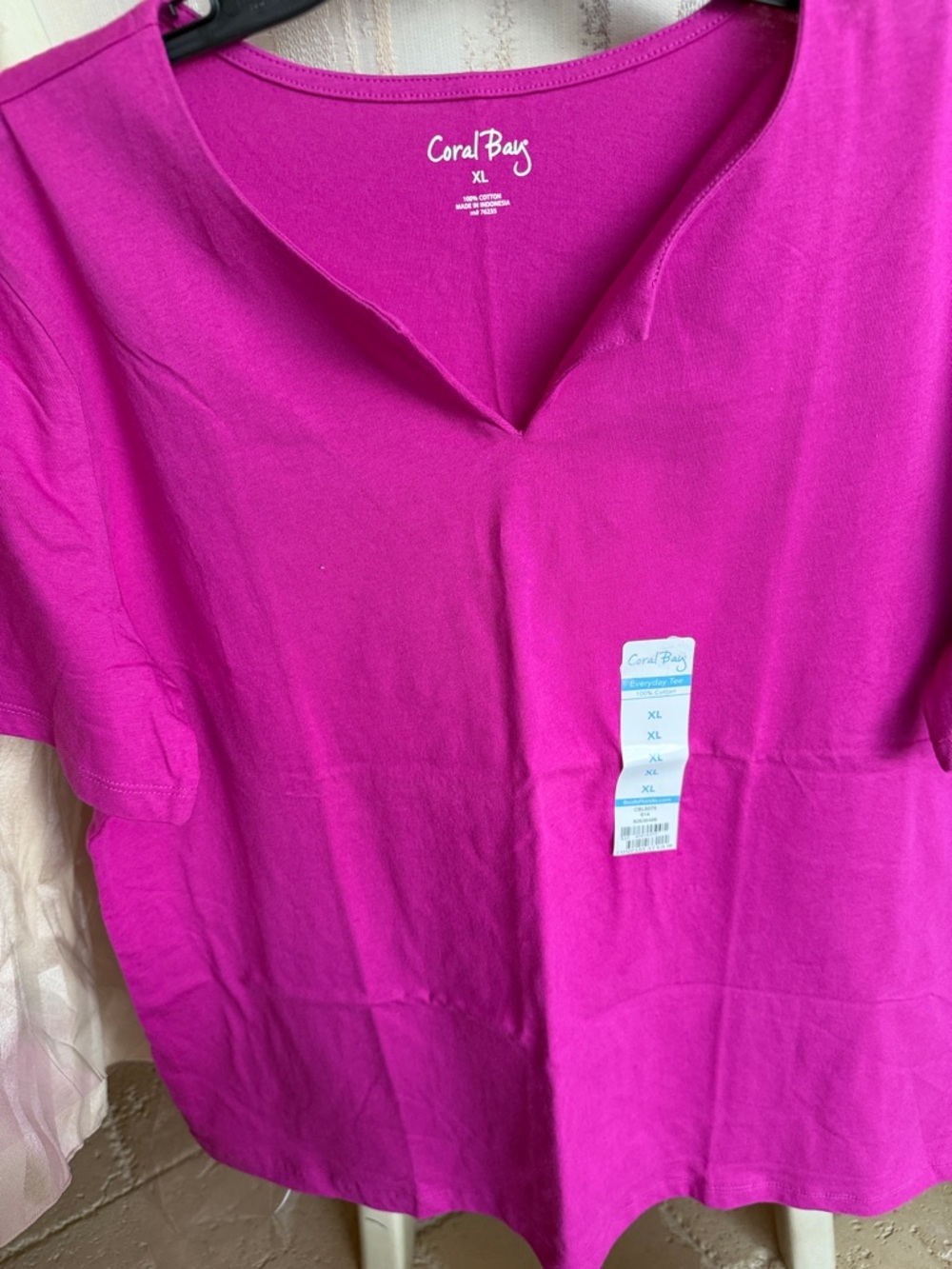 Coral Bay Bright Magenta Short Sleeve V-Neck Tee